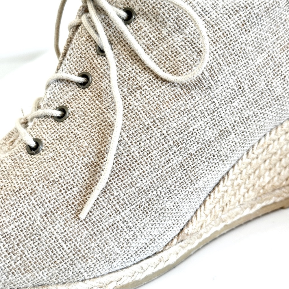 Ateliers Handmade Natural Fabric Jute Wedge Oxfords EU 41 US 10 Pointy Toe